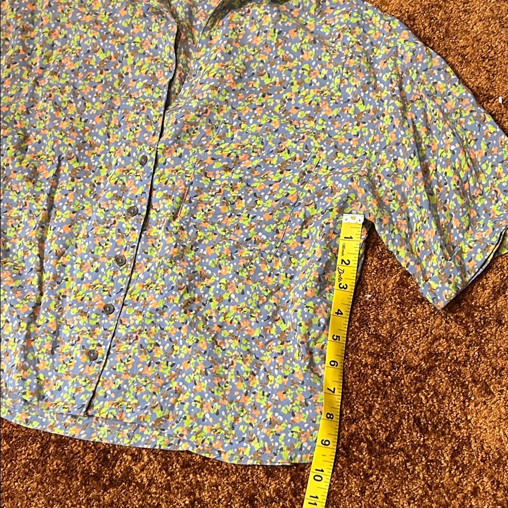 Prana Blue Floral Button-Up Blouse - Picture 4 of 6